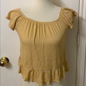 one clothing size XS striped yellow and white top